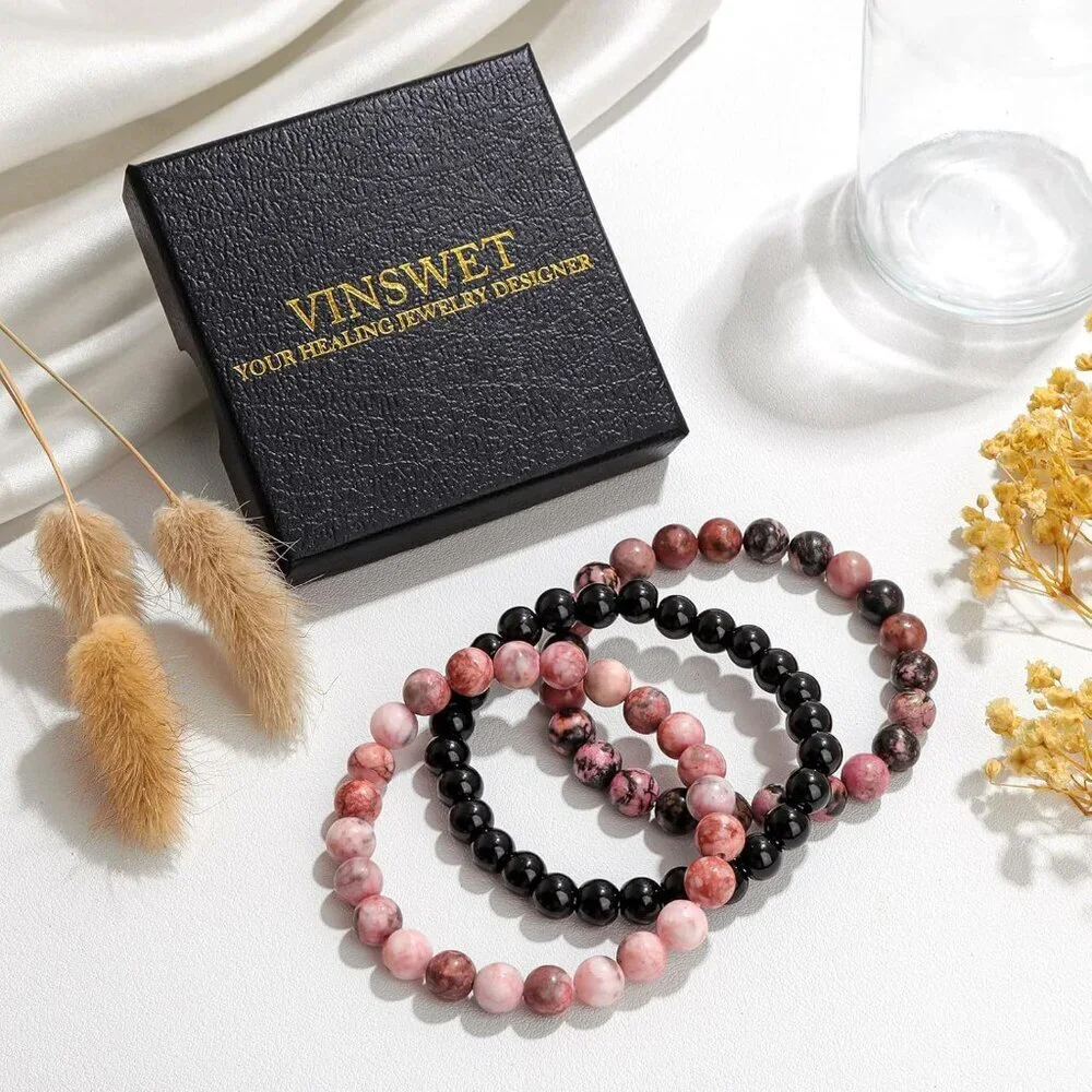 Handmade 8mm Healing Crystal Bracelet - Tiger Eye & Black Obsidian for Him & Her - Picture 6 of 6